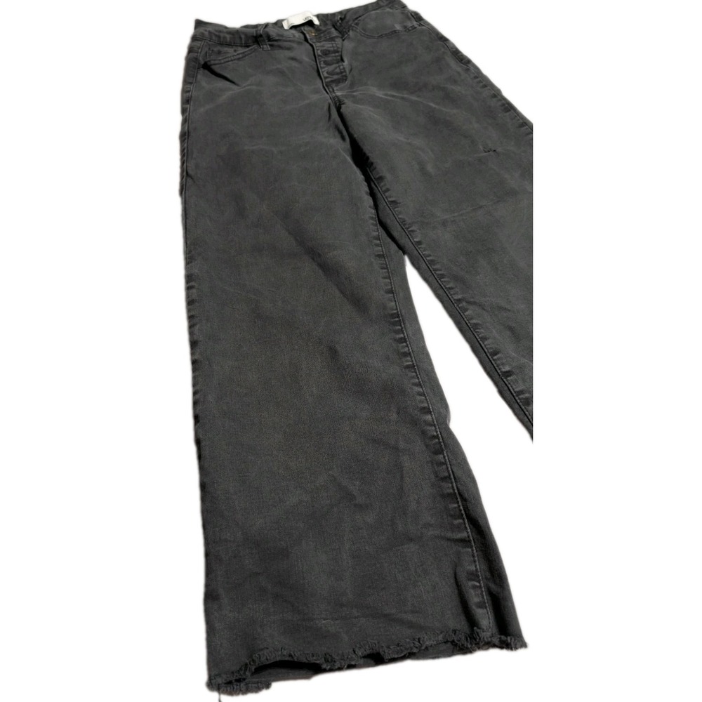 Vervet Womens 29 High Rise Wide Leg Jeans Gray Raw Hem Stretch Denim - Picture 8 of 9